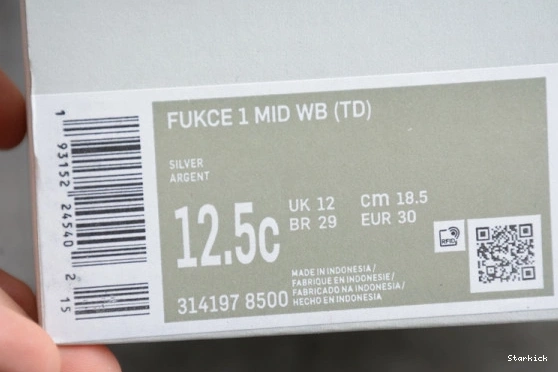 Mid Kids Metallic Force Air Nike 1 314197-8500 WB Silver 1219